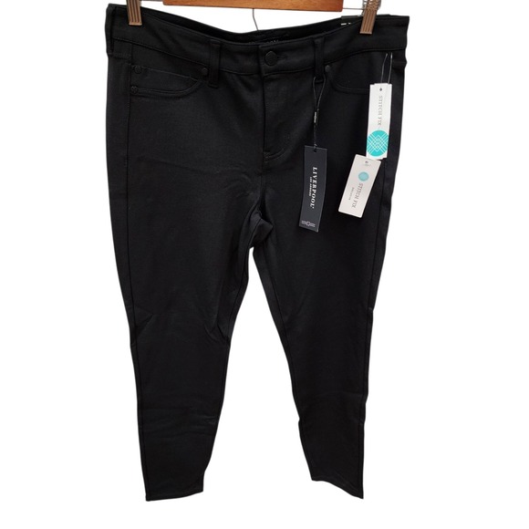 Liverpool Madonna Black Leggings Pants Front  Zipper Stretch Rayon Women 10P/30 - Picture 1 of 12